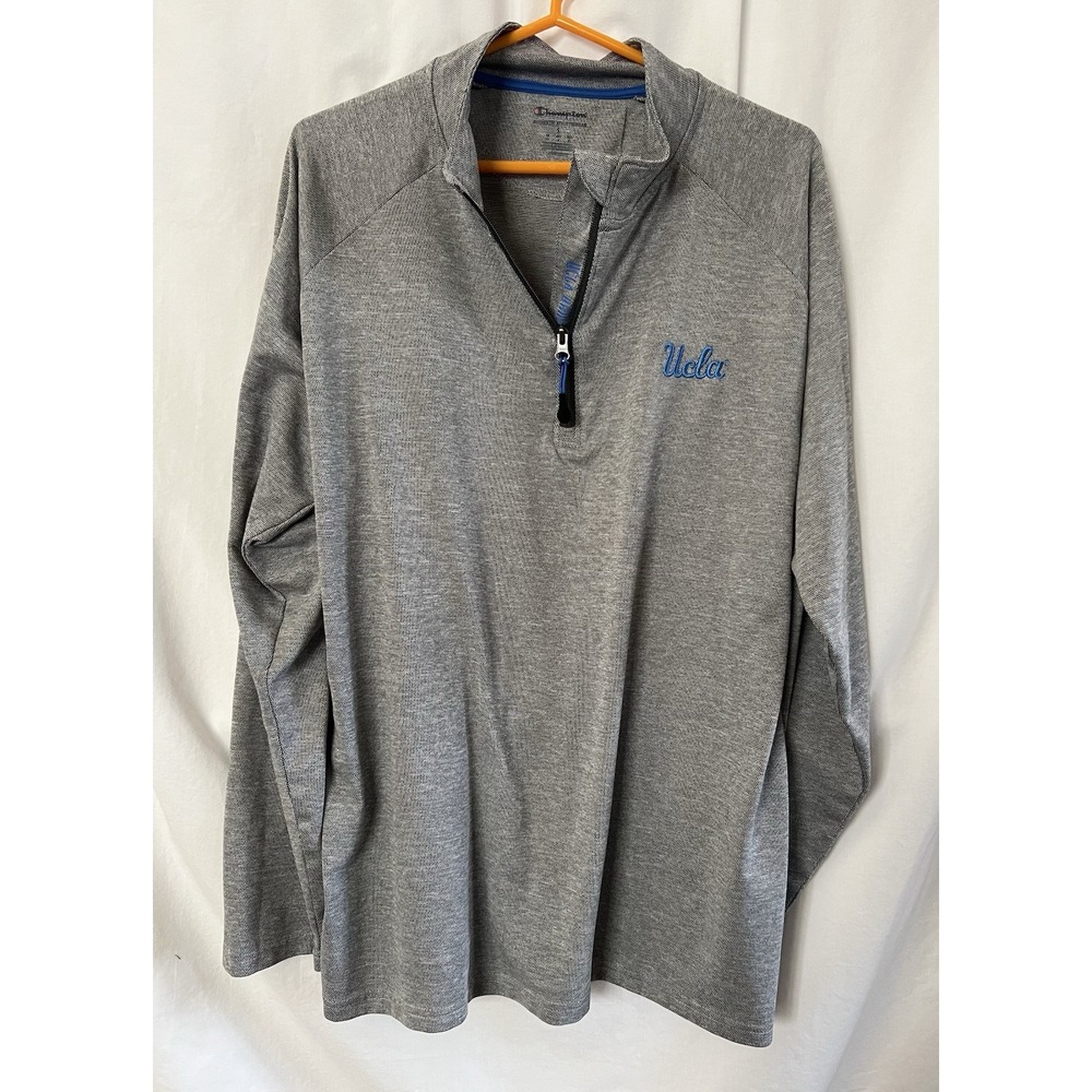 Champion UCLA Bruins Pullover Mens Sz Large Gray Embroidered Logo ¼ Zip